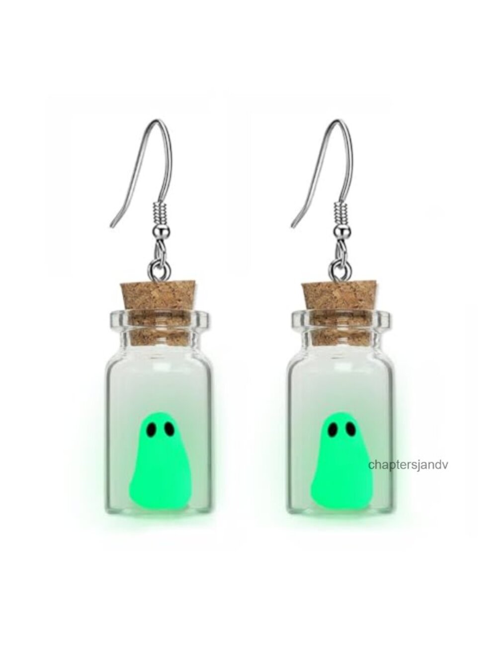 Glow in the Dark Ghost in a Bottle Dangle Earrings Halloween Costume Jewelry